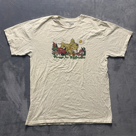 Vans Other - Vans Tshirt Mens Large Classic Fit Forage for Happiness Graphic Cream Skater